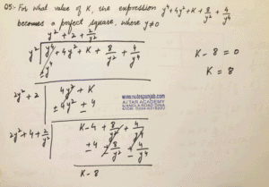 For what value of k, the expression becomes a perfect square