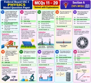 FBISE SSC-I Physics Model Paper MCQs and Answers FBISE SSC-I Physics model paper MCQs with answers and conceptual explanations